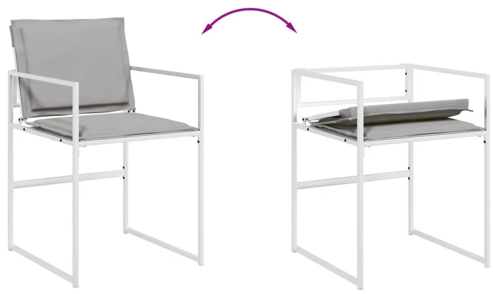 17 pcs conj. de jantar p/ jardim c/ almofadões textilene branco