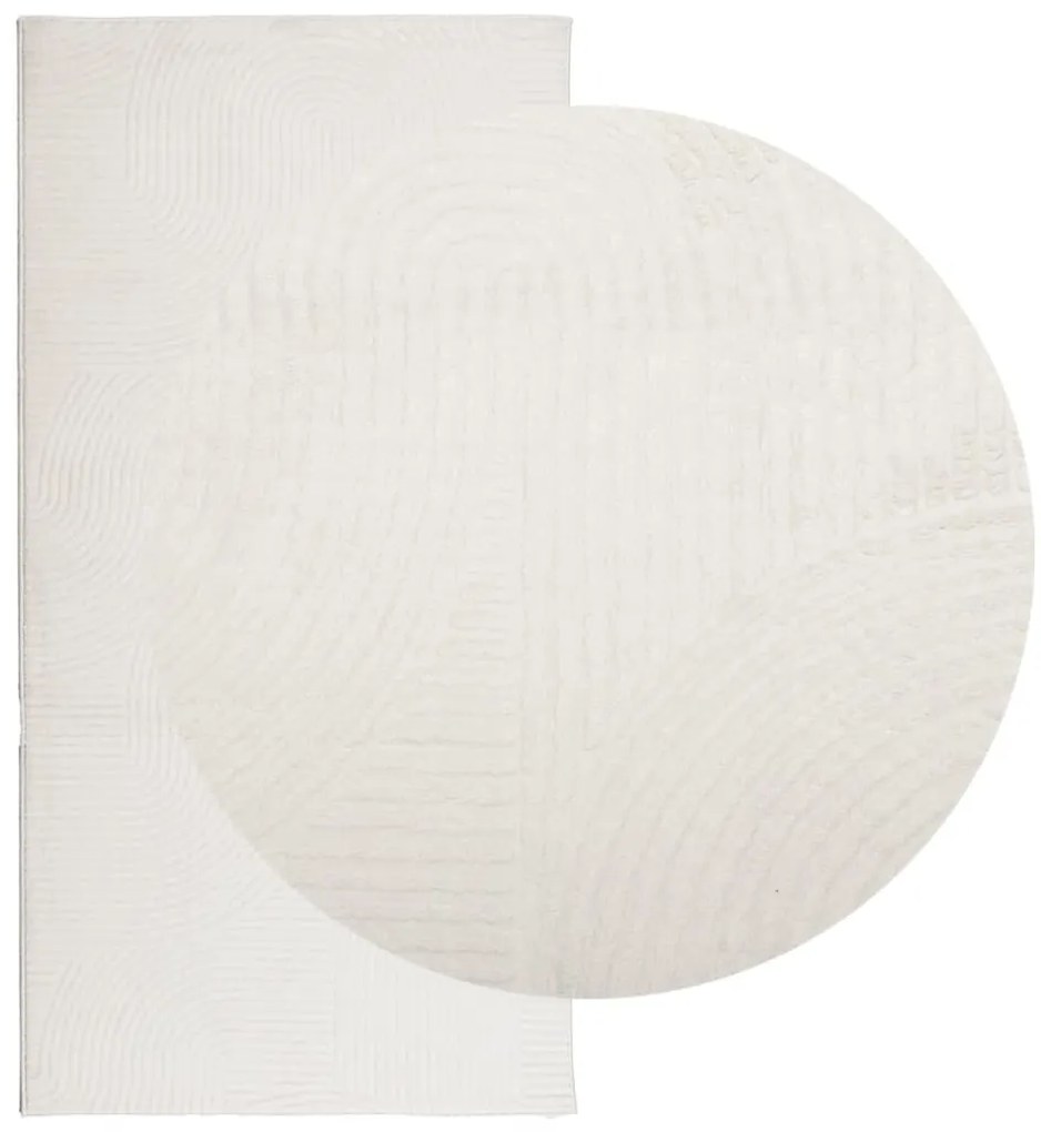 Tapete de pelo curto IZA visual escandinavo 100x200cm cor creme