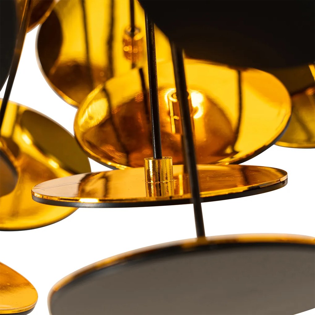 Candeeiro de suspensão design preto e dourado - Cerchio