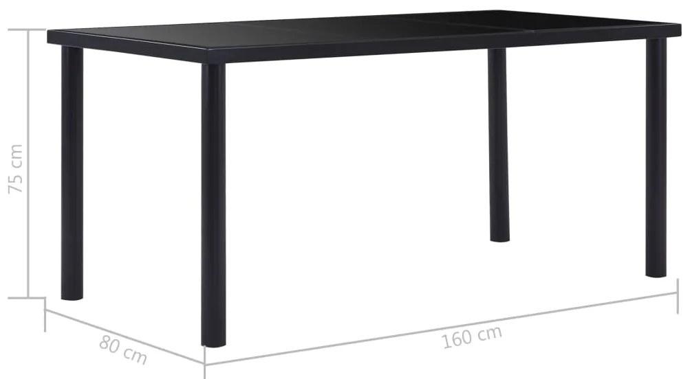 7 pcs conjunto de jantar couro artificial preto
