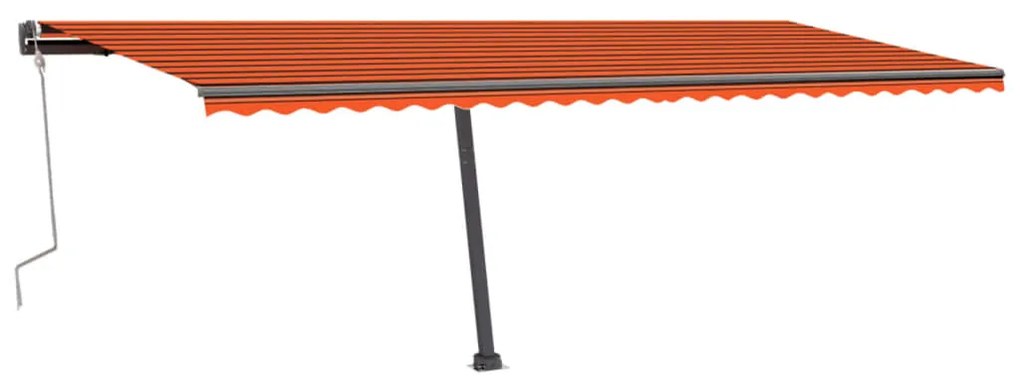 Toldo retrátil manual independente 600x300cm laranja e castanho