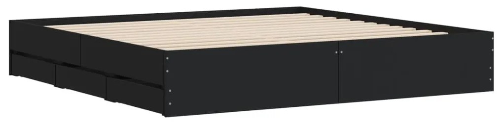 Estrutura de cama c/ gavetas 160x200 cm derivados madeira preto