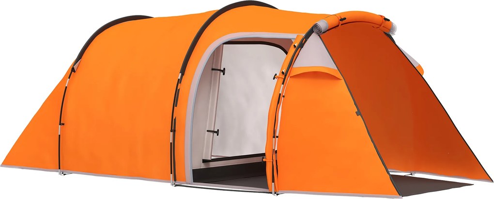 Outsunny Tenda em Túnel para 2-3 Pessoas Tenda de Campismo com Antecâmara Gancho para Lâmpada 2000 mm de Coluna D'àgua Laranja | Aosom Portugal