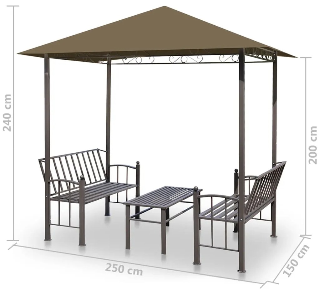 Pérgula jardim c/ mesa/bancos 2,5x1,5x2,4m 180g/m² cinza-acast.