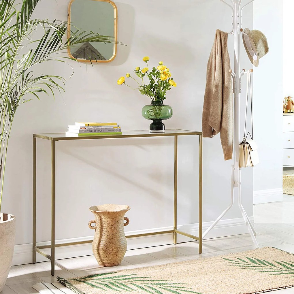 Mesa consola moderna 100 x 35 x 80 cm dourado