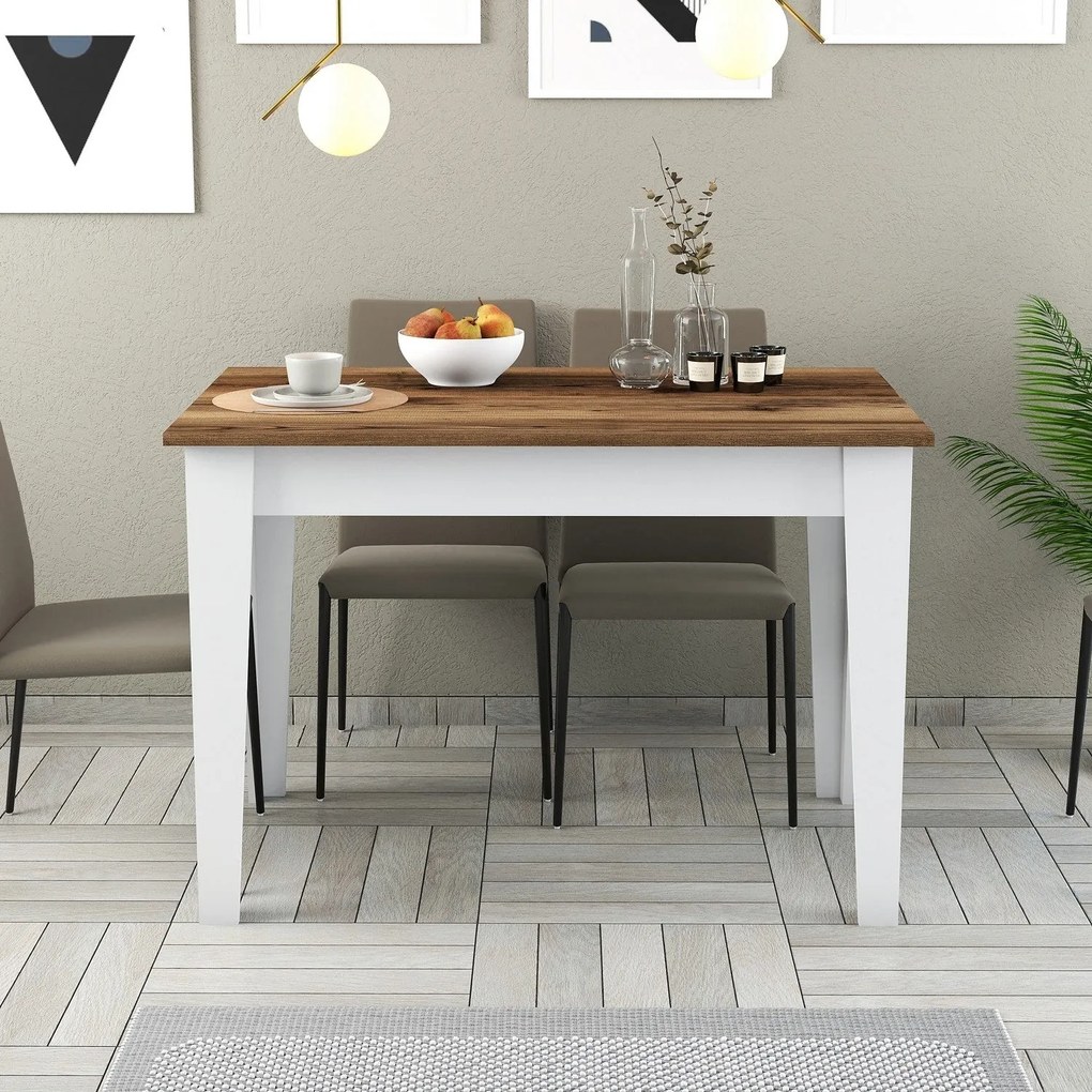 Mesa de Cozinha Kiev – Nogueira e Branco – 110x75x72 cm