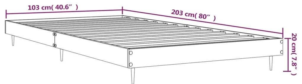 Estrutura cama 100x200 cm derivados de madeira carvalho fumado