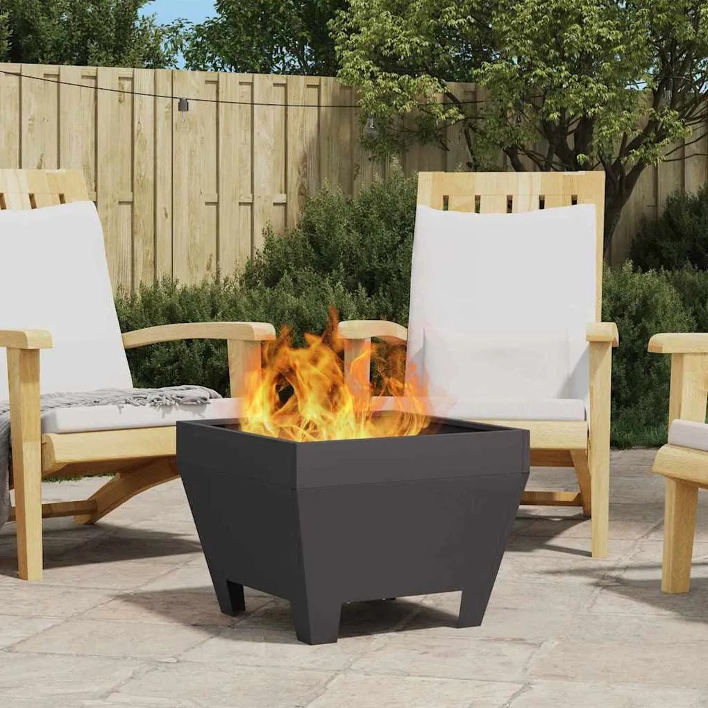 vidaXL Fire Pit Preto 50 x 50 x 38 cm Aço laminado a frio