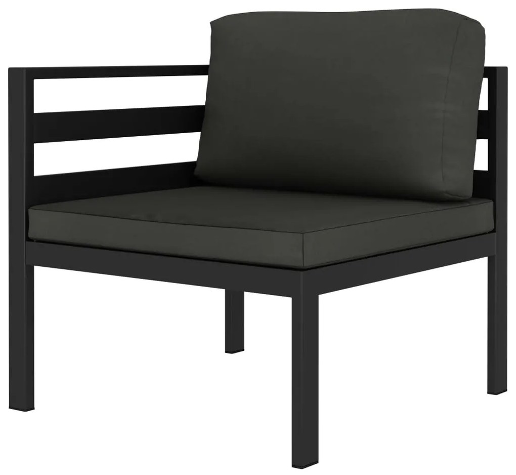 5 pcs conjunto lounge jardim com almofadões alumínio antracite