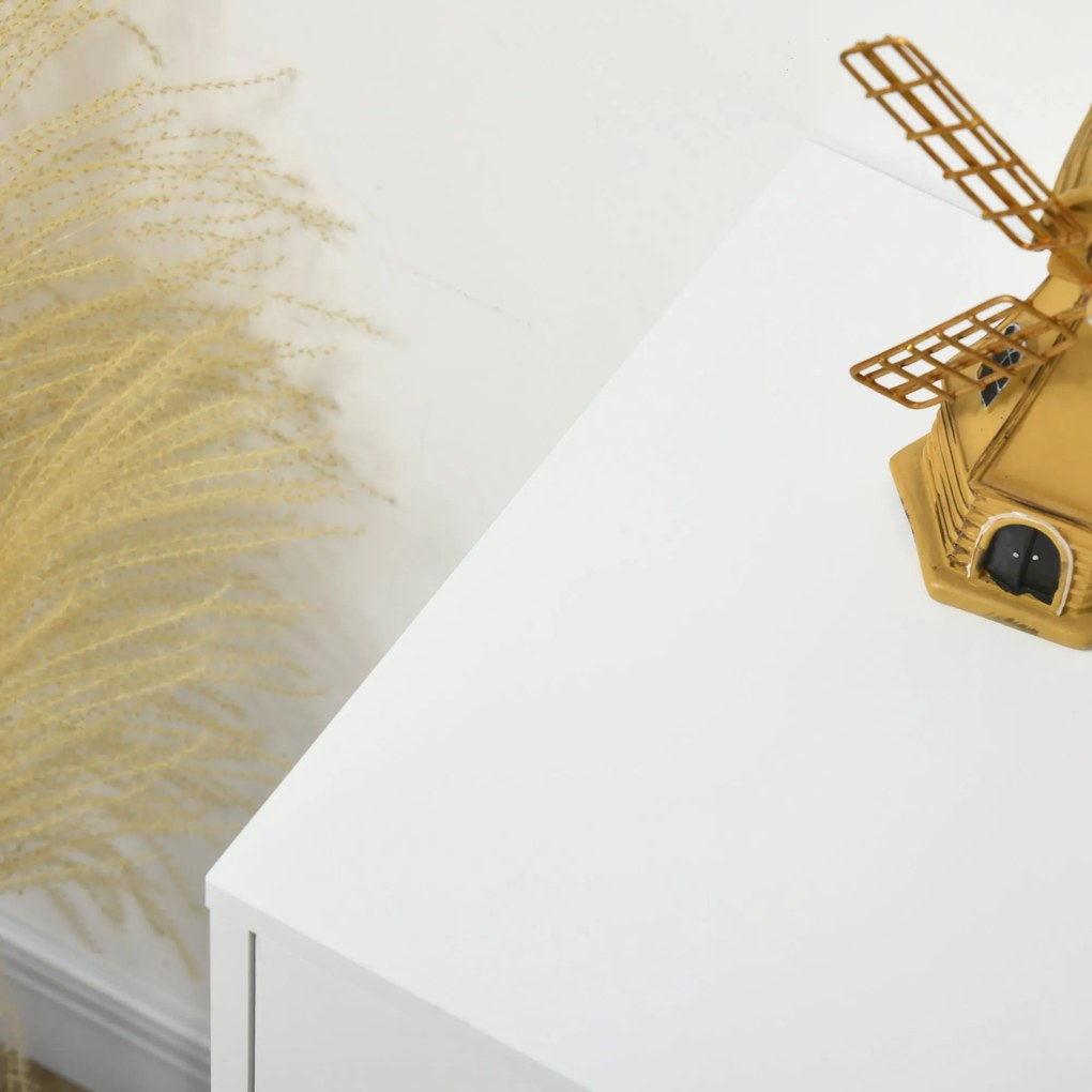 Cómoda de Quarto Moderna Cómoda de Madeira com 4 Gavetas e Pés Metálic