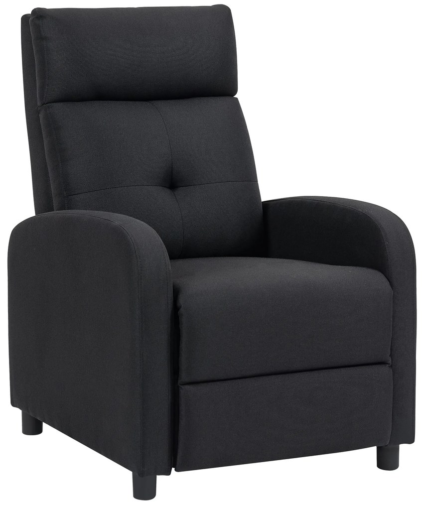 HOMCOM Poltrona Relax Reclinável até 155° Poltrona Reclinável Manual para Pessoas com Altura Inferior 195 cm 67x87x98 cm Preto | Aosom Portugal