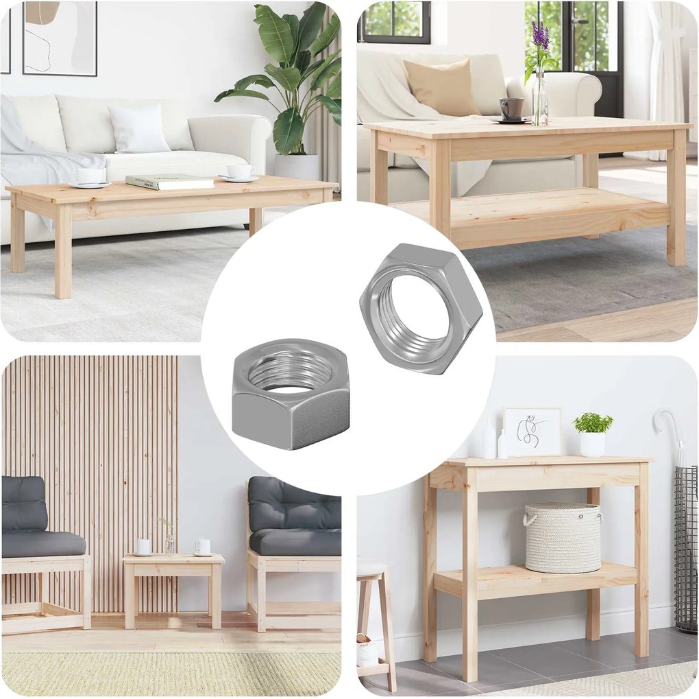 vidaXL Porcas Hexagonais 2 pcs Prateado M6 Aço