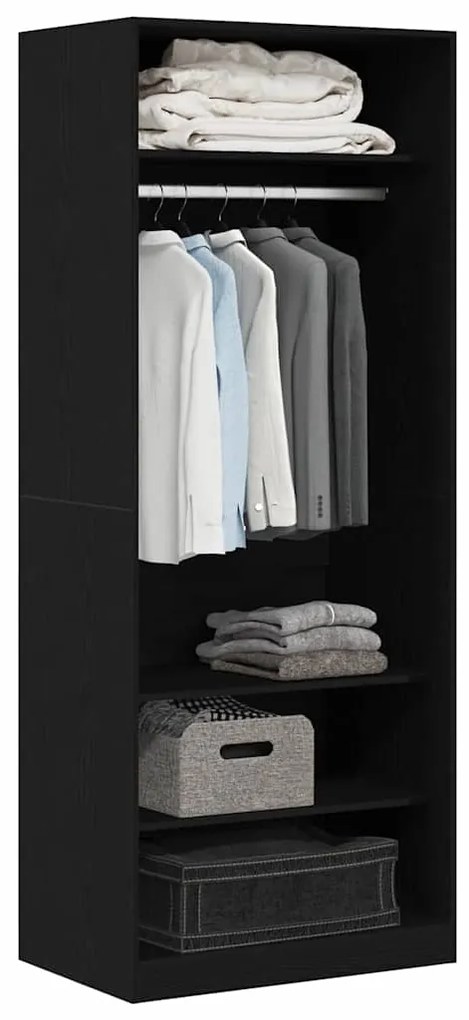 Guarda-Roupa Preto Carvalho 80 x 50 x 200 cm - Madeira de Engenharia