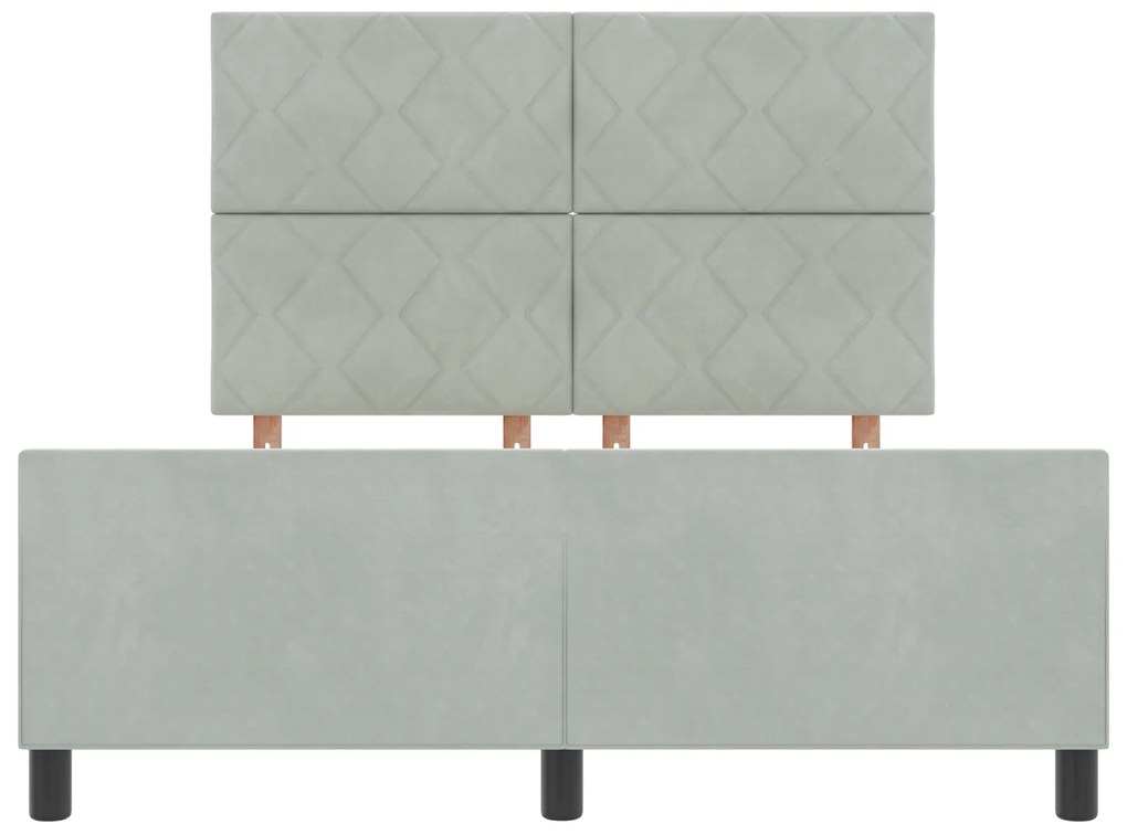 Estrutura de Cama vidaXL Cinza Claro 140x190 cm Veludo