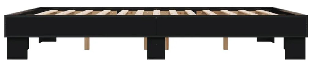 Estrutura de cama 150x200 cm derivados de madeira/metal preto
