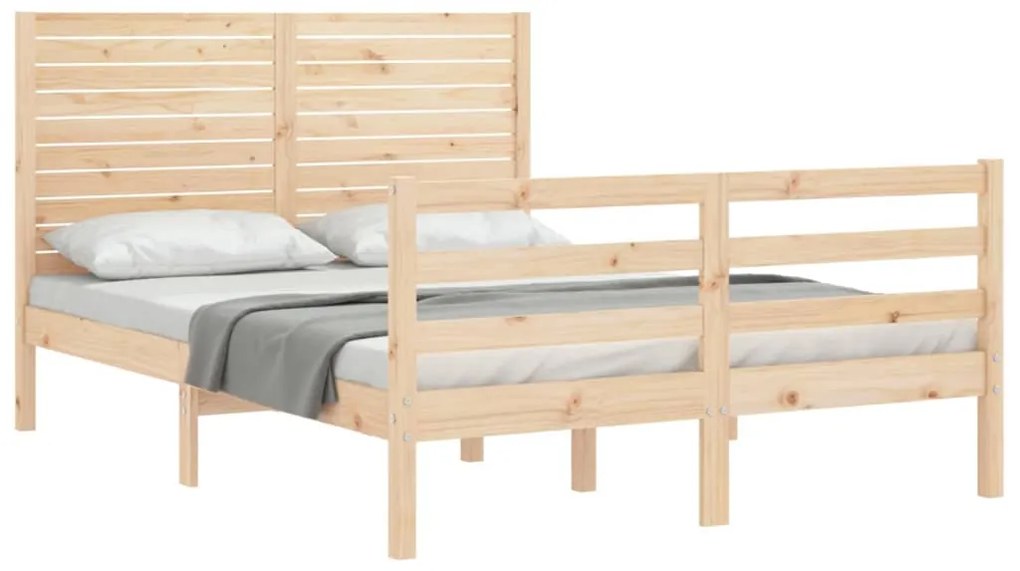 Estrutura de cama com cabeceira 140x200 cm madeira maciça