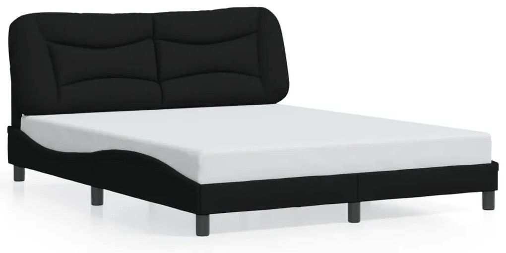 Estrutura de cama com LED sem colchão 160x200 cm tecido preto