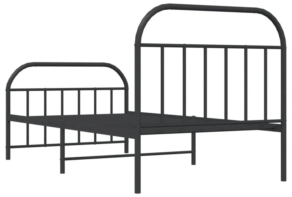 Estrutura de cama com cabeceira e pés 107x203 cm metal preto