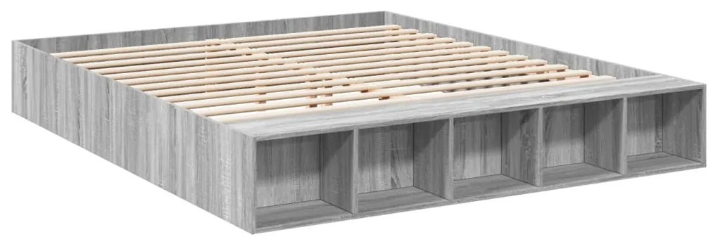 Estrutura de cama 200x200 cm derivados madeira cinzento sonoma