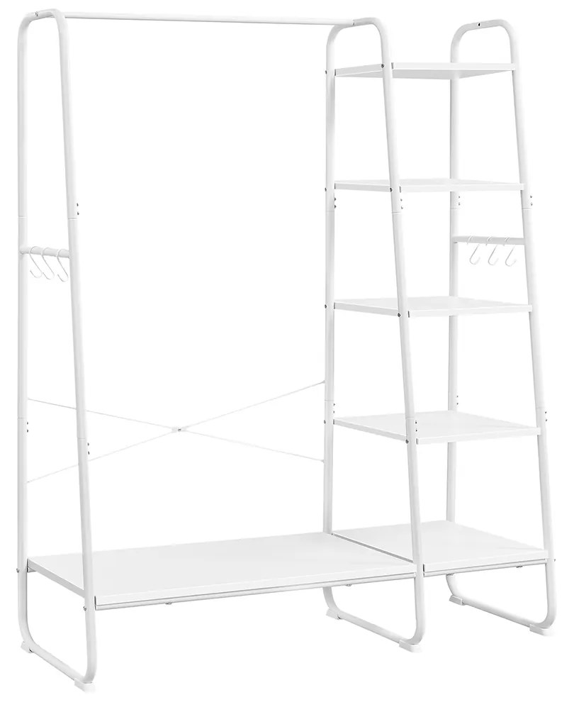 Guarda roupa aberto com prateleiras e com 6 ganchos 45 x 120 x 160 cm branco