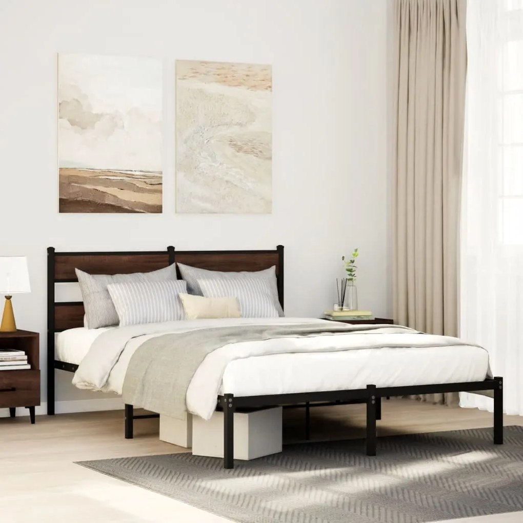 vidaXL Cama sem colchão com cabeceira 140x200 cm carvalho castanho