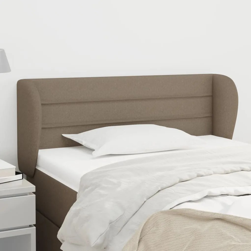 3117270 vidaXL Cabeceira cama abas tecido 93x23x78/88 cm cinzento-acastanhado