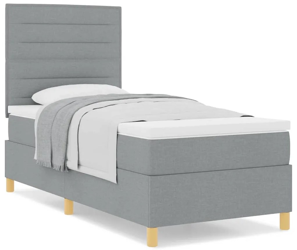 Cama Box com Colchão Cinzento-claro 90x200 cm Tecido