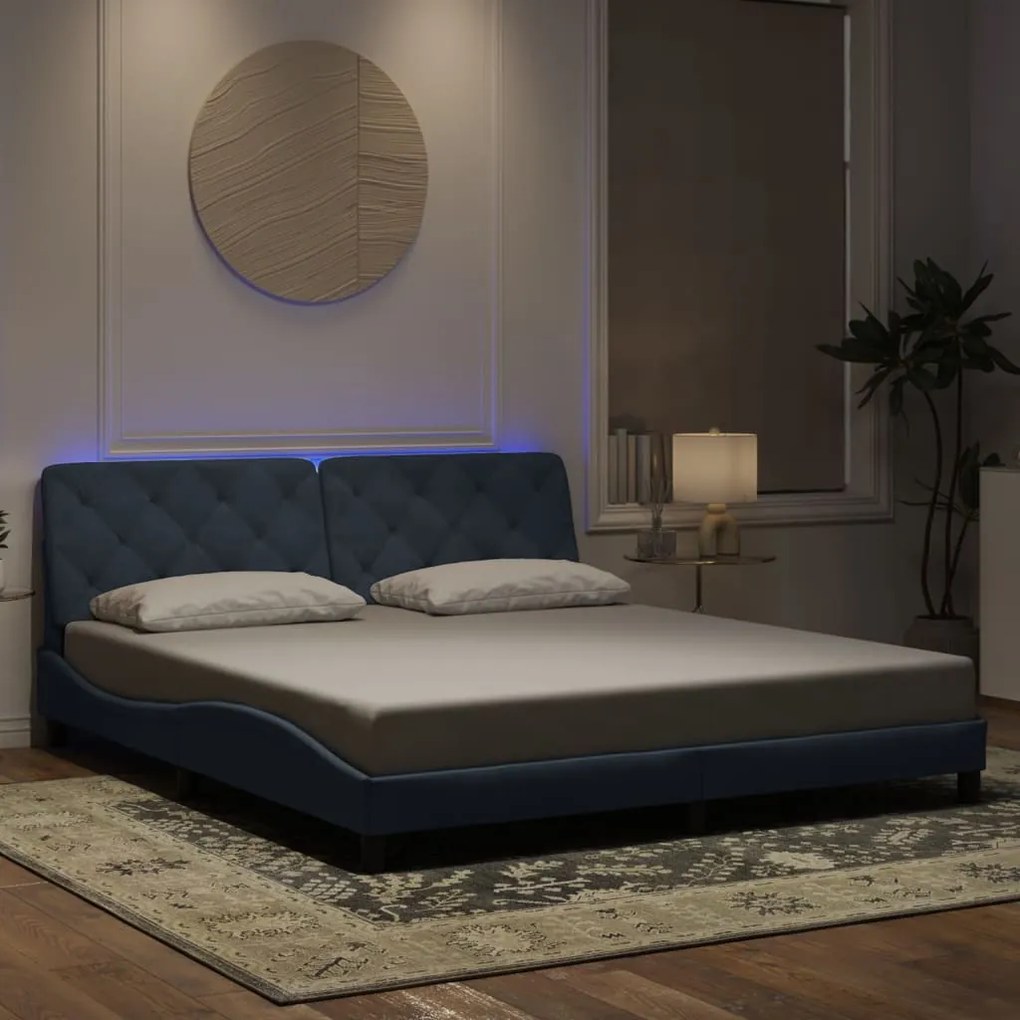 Estrutura de cama c/ luzes LED 180x200cm veludo cinzento-escuro