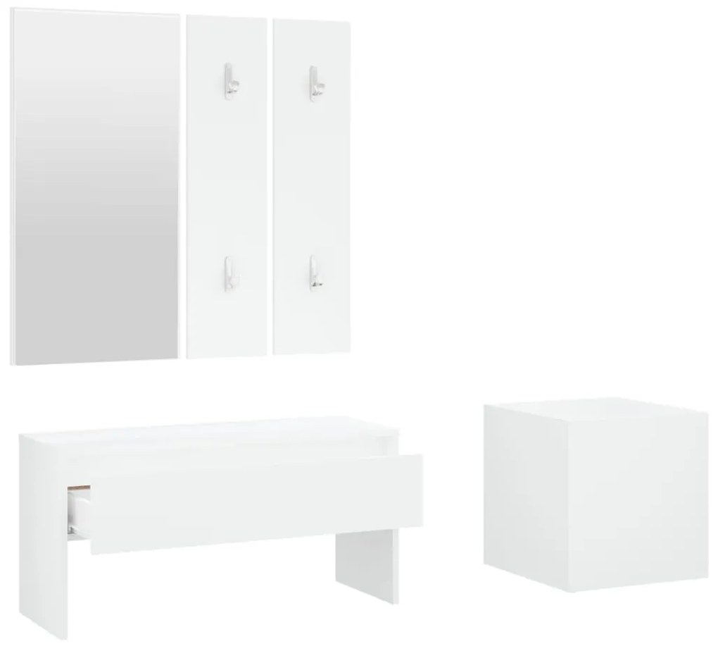 Conjunto de móveis de corredor derivados de madeira branco