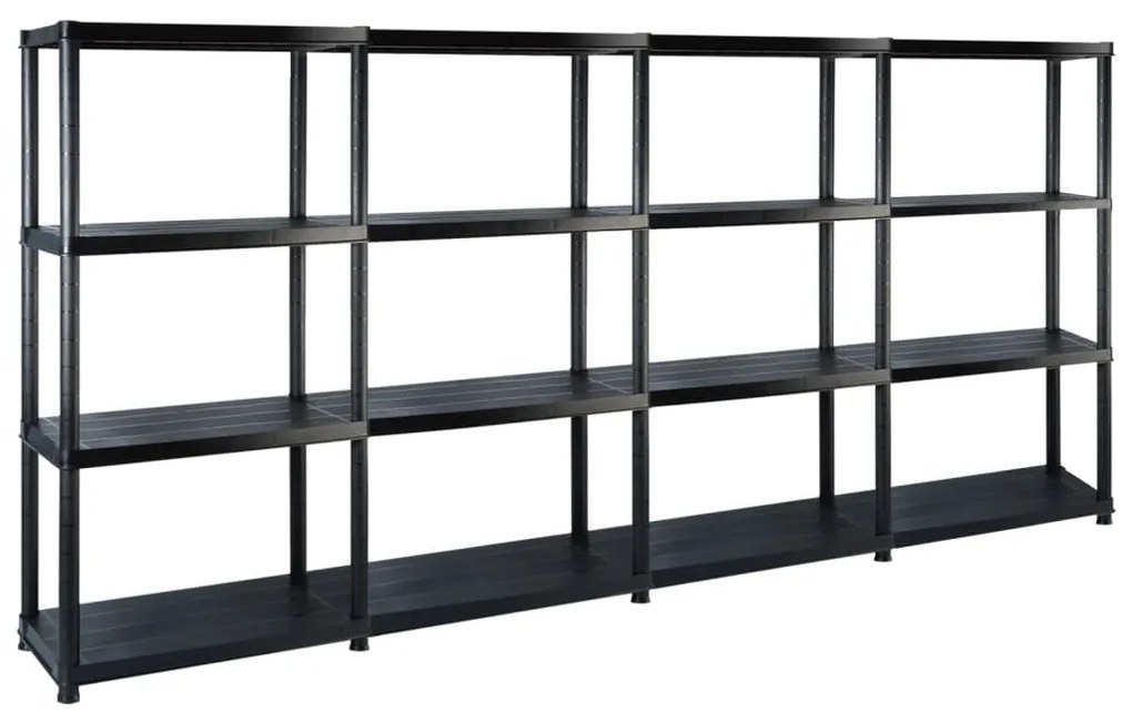 vidaXL Unidade com 4 prateleiras 244x30,5x130 cm plástico preto
