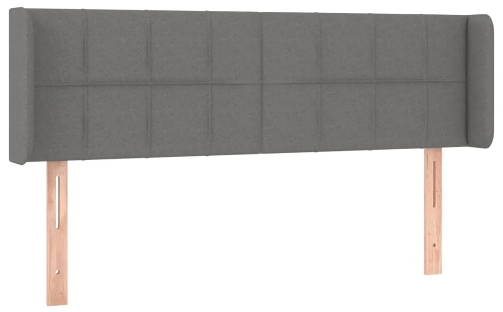 Cabeceira cama c/ luzes LED tecido 147x16x78/88cm cinza-escuro