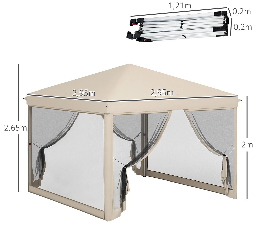 Tenda Dobrável 3x3 para Exterior Tenda Portátil de Jardim com Mosquite