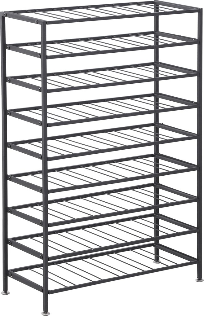 Garrafeira, Estante para garrafas de vinho com capacidade para 54 garrafas, dimensões: 63 x 25 x 91 cm, metal preto