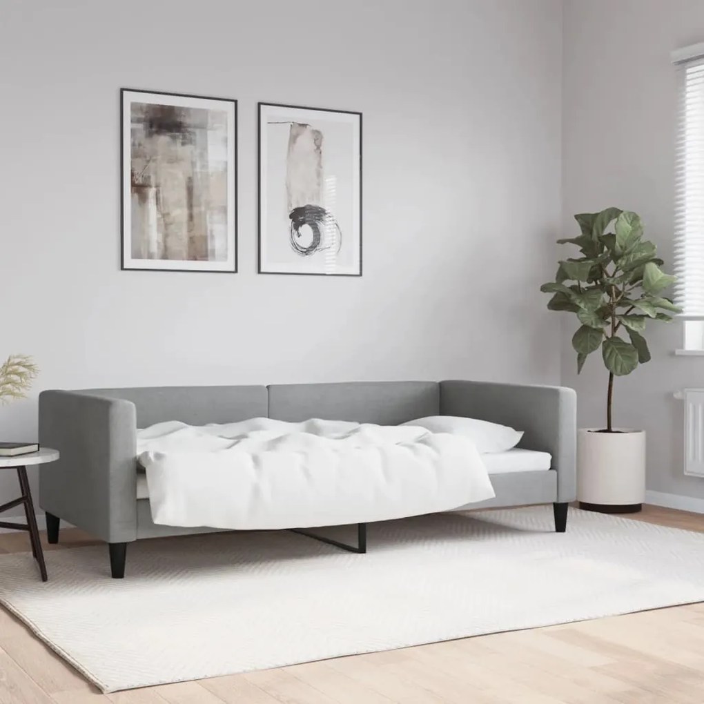 vidaXL Sofá-cama 90x190 cm tecido cinzento-claro