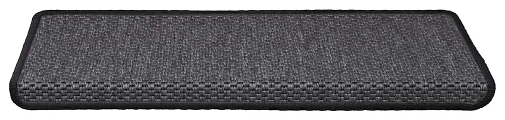 Tapetes escada adesivos aspeto sisal 30pcs 65x21x4 cm antracite