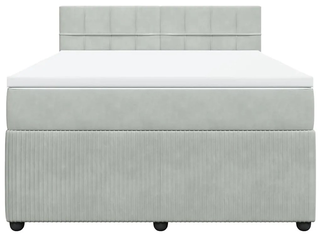 Cama com molas/colchão 140x190 cm veludo cinzento-claro