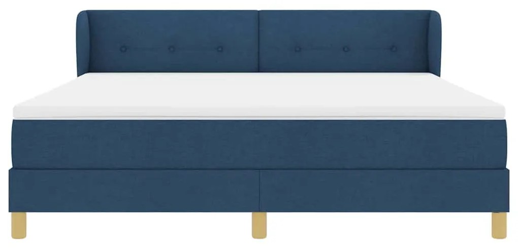 Cama Box Spring com Colchão - Azul, 180x200 cm, Tecido