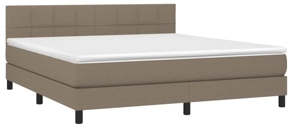 Cama box spring colchão/LED 160x200 cm tecido cinza-acastanhado