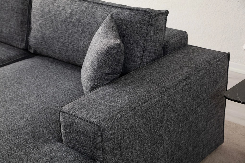 Sofá-Cama de Canto Pırlo – Cinzento Escuro – 260x78x170 cm