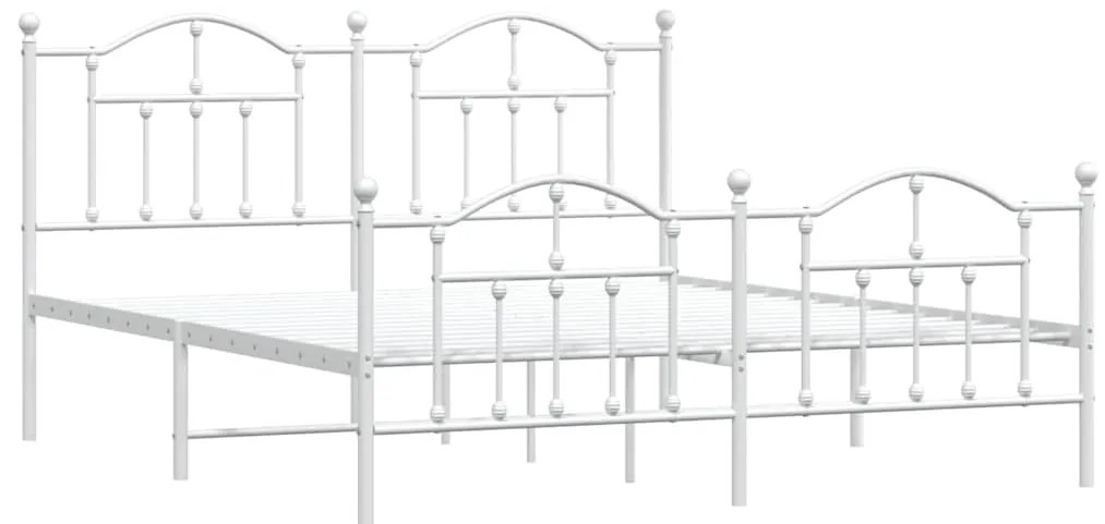 Estrutura de cama com cabeceira e pés 183x213 cm metal branco