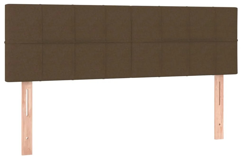 Cama box spring c/ colchão/LED 140x190cm tecido castanho-escuro