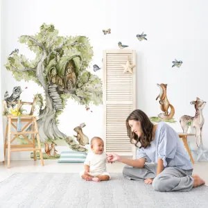 Autocolante de parede Woodland – Casinha no topo das árvores