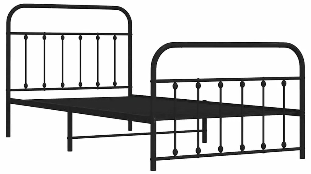 Estrutura de cama com cabeceira e pés 100x200 cm metal preto