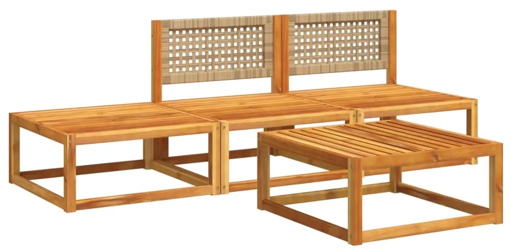 4 pcs conjunto de sofás de jardim com almofadões acácia maciça