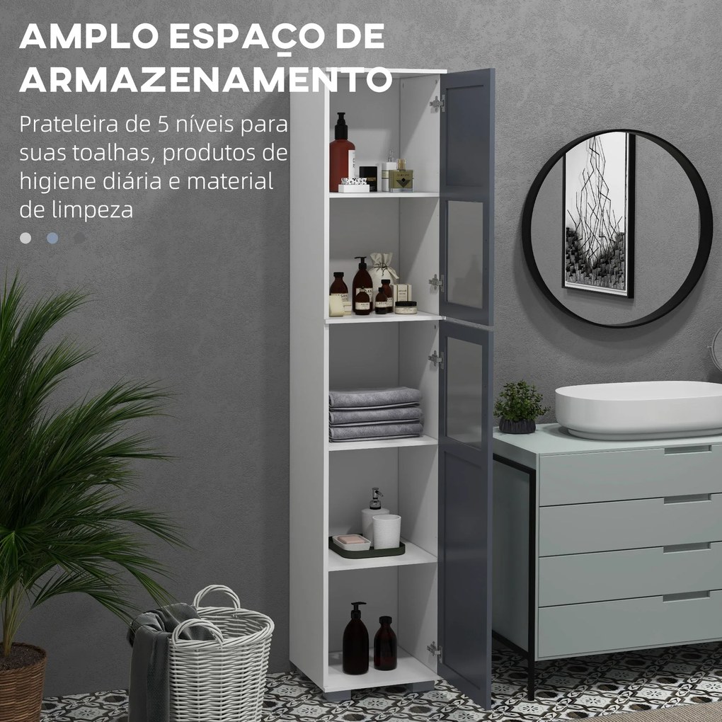 kleankin Coluna Casa de Banho Móvel Auxiliar Casa de Banho com 2 Porta