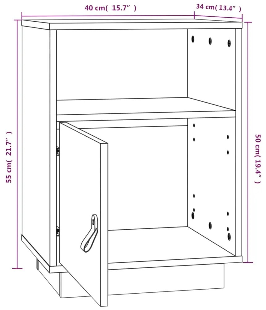 Mesas de cabeceira 2 pcs 40x34x55 cm pinho maciço branco