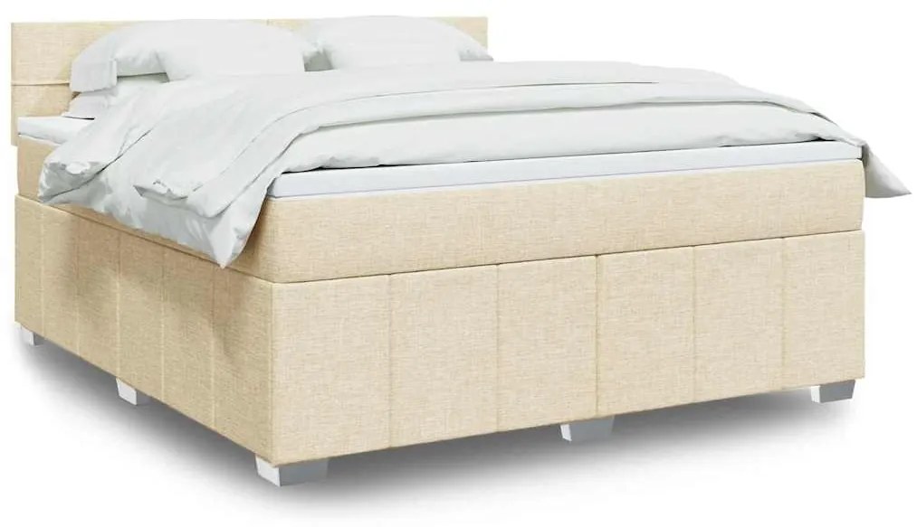 vidaXL Cama com molas/colchão 180x200 cm tecido cor creme