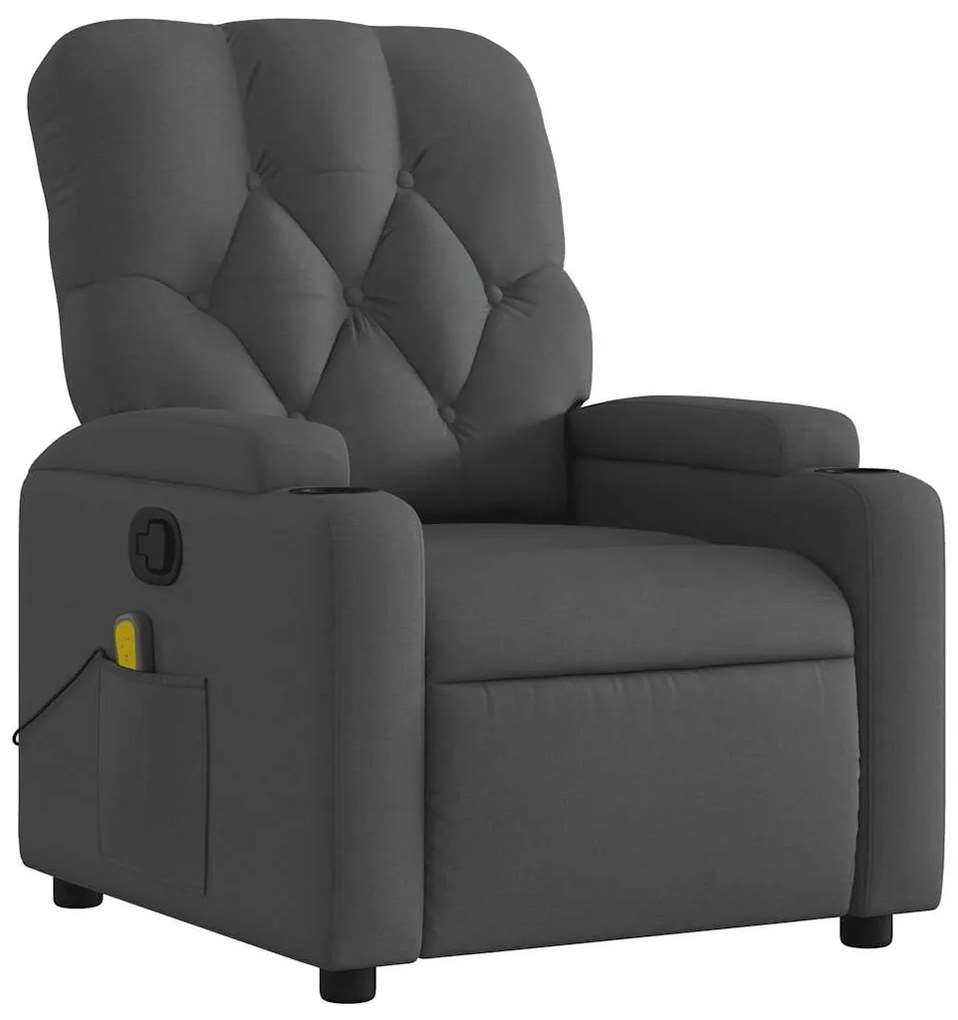 Poltrona de massagens reclinável tecido cinzento-escuro