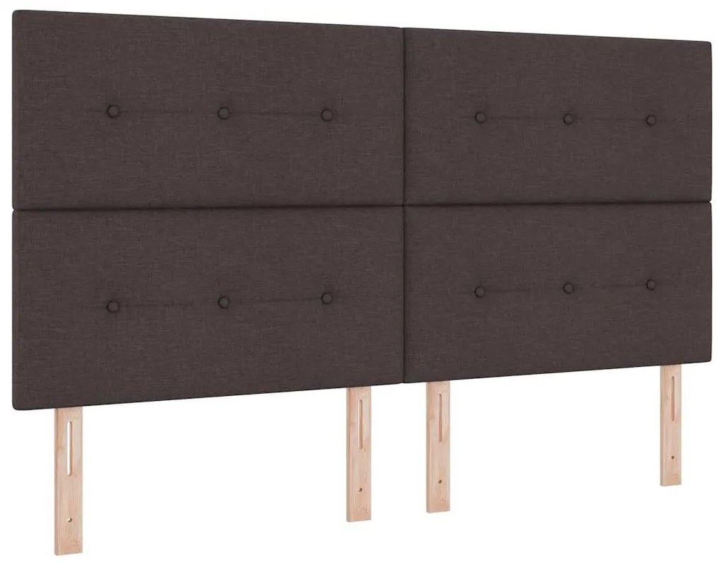 Cama com estrado e colchão, LED, castanho escuro, 180 x 200 cm, tecido