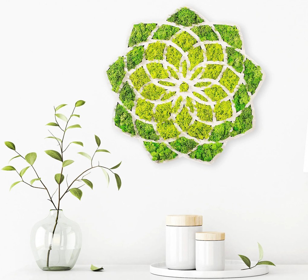 Acessório Decorativo de Parede Daisy – Verde/Branco – 44 x 1,6 x 44 cm